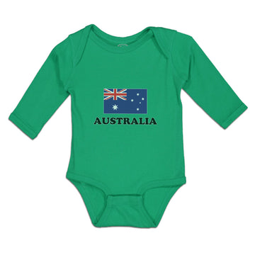 Long Sleeve Bodysuit Baby American National Flag of Australia Usa Cotton