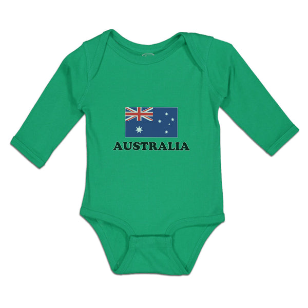 Long Sleeve Bodysuit Baby American National Flag of Australia Usa Cotton - Cute Rascals