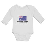 Long Sleeve Bodysuit Baby American National Flag of Australia Usa Cotton - Cute Rascals