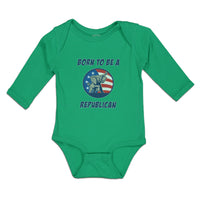 Long Sleeve Bodysuit Baby Elephant Mascot Stars Stripes Flag Boy & Girl Clothes - Cute Rascals