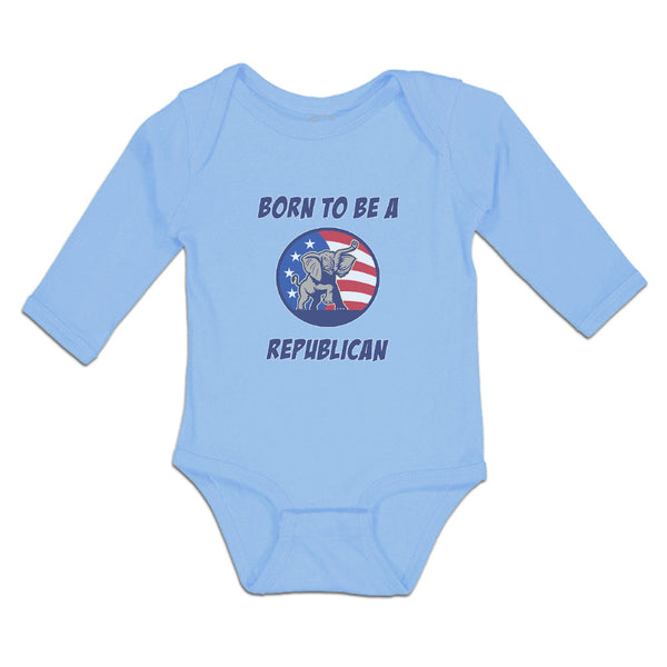 Long Sleeve Bodysuit Baby Elephant Mascot Stars Stripes Flag Boy & Girl Clothes - Cute Rascals