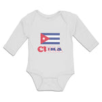 Long Sleeve Bodysuit Baby National Flag of Cuba Design Style 1 Cotton
