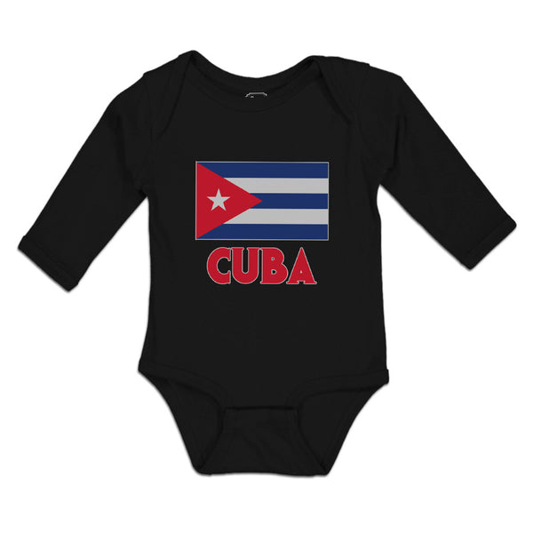 Long Sleeve Bodysuit Baby National Flag of Cuba Design Style 2 Cotton