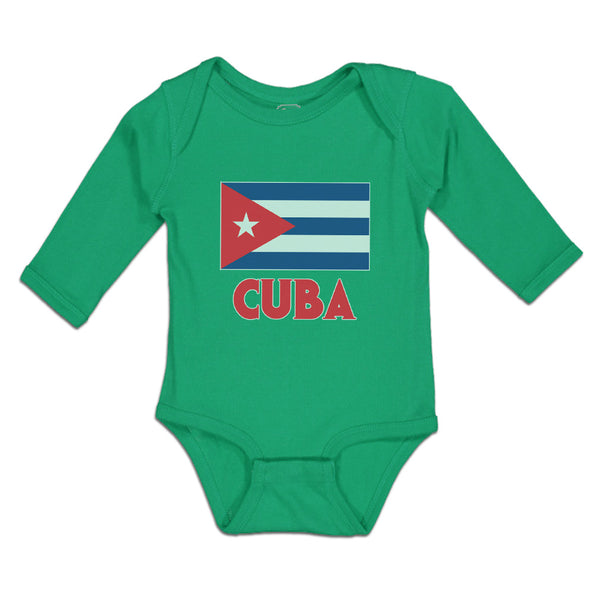 Long Sleeve Bodysuit Baby National Flag of Cuba Design Style 2 Cotton