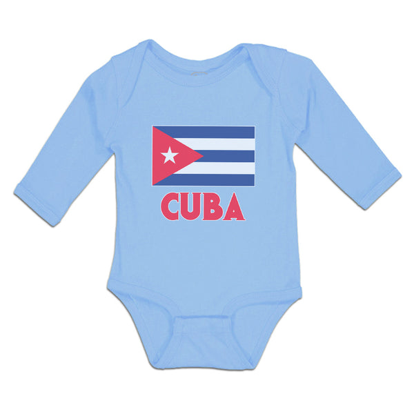 Long Sleeve Bodysuit Baby National Flag of Cuba Design Style 2 Cotton