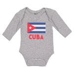 Long Sleeve Bodysuit Baby National Flag of Cuba Design Style 2 Cotton