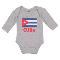 Long Sleeve Bodysuit Baby National Flag of Cuba Design Style 2 Cotton