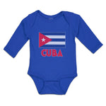 Long Sleeve Bodysuit Baby National Flag of Cuba Design Style 2 Cotton