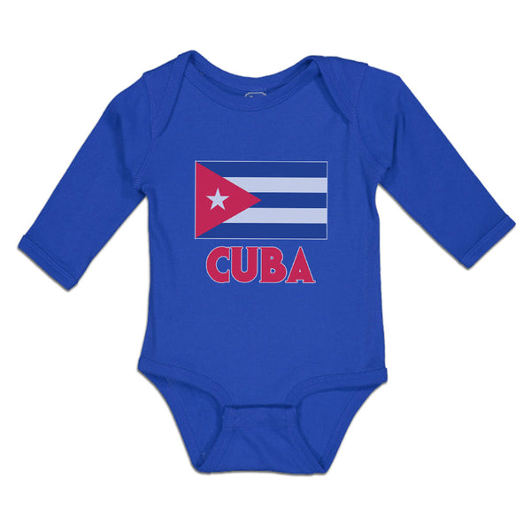 Long Sleeve Bodysuit Baby National Flag of Cuba Design Style 2 Cotton