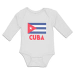 Long Sleeve Bodysuit Baby National Flag of Cuba Design Style 2 Cotton