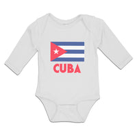 Long Sleeve Bodysuit Baby National Flag of Cuba Design Style 2 Cotton