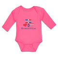 Long Sleeve Bodysuit Baby Dominirican Flag Puerto Rican Red Heart Cotton