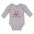 Long Sleeve Bodysuit Baby Dominirican Flag Puerto Rican Red Heart Cotton