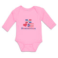Long Sleeve Bodysuit Baby Dominirican Flag Puerto Rican Red Heart Cotton