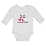 Long Sleeve Bodysuit Baby Dominirican Flag Puerto Rican Red Heart Cotton - Cute Rascals