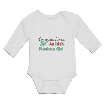 Long Sleeve Bodysuit Baby Everyone Loves Mexican Shamrock Leaf Symbol Cotton