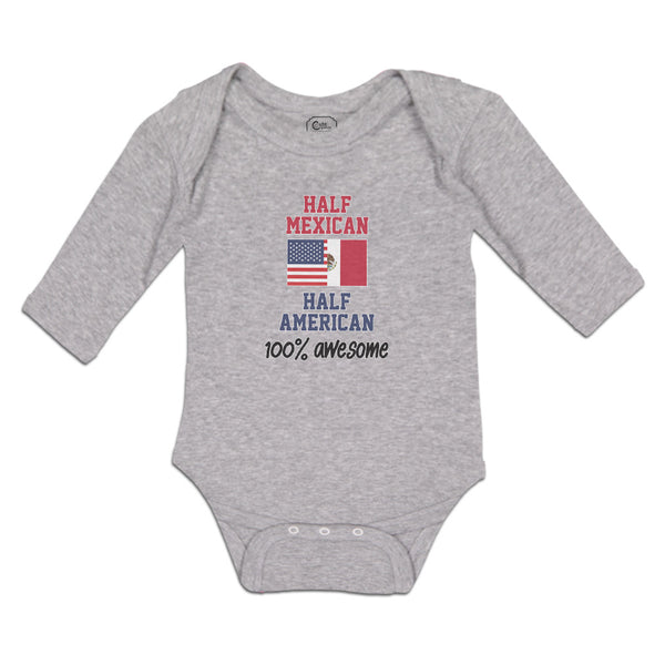 Long Sleeve Bodysuit Baby Half Mexican Half American 100% Awesome Cotton - Cute Rascals