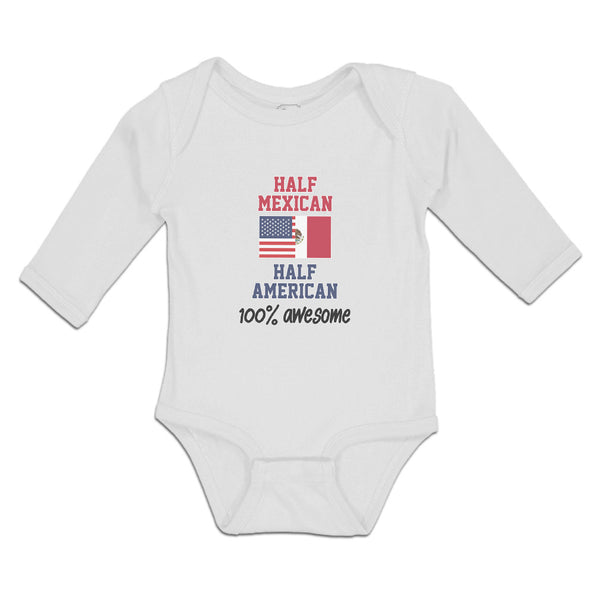 Long Sleeve Bodysuit Baby Half Mexican Half American 100% Awesome Cotton - Cute Rascals