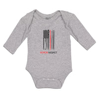 Long Sleeve Bodysuit Baby Honor Respect Firefighters Usa Flag Thin Cotton - Cute Rascals
