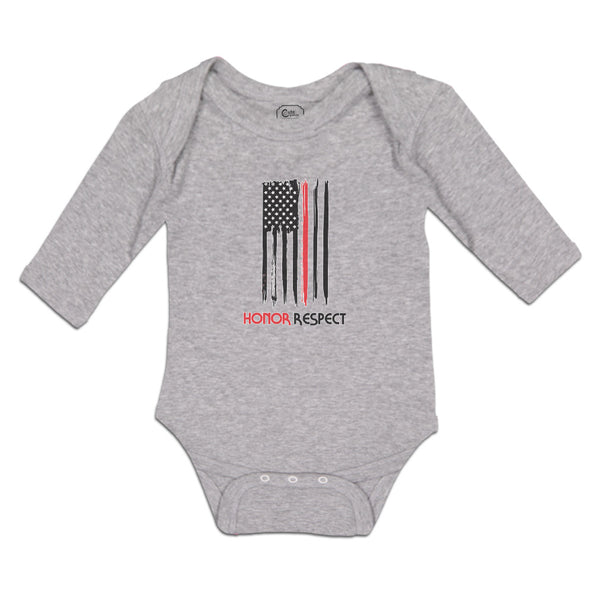 Long Sleeve Bodysuit Baby Honor Respect Firefighters Usa Flag Thin Cotton - Cute Rascals