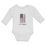 Long Sleeve Bodysuit Baby Honor Respect Firefighters Usa Flag Thin Cotton - Cute Rascals
