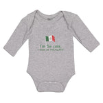 Long Sleeve Bodysuit Baby I'M Cute, I Must Be Mexican National Flag Usa Cotton
