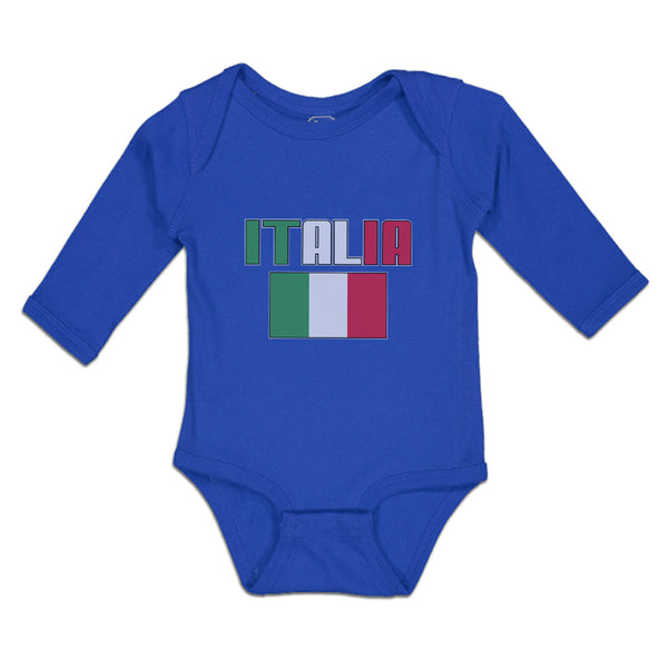 Long Sleeve Bodysuit Baby Italia American National Flag United States Cotton