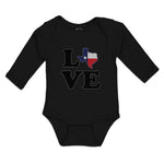 Long Sleeve Bodysuit Baby Love American Country Map Usa Boy & Girl Clothes