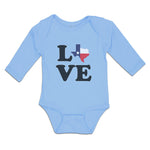 Long Sleeve Bodysuit Baby Love American Country Map Usa Boy & Girl Clothes
