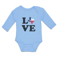 Long Sleeve Bodysuit Baby Love American Country Map Usa Boy & Girl Clothes