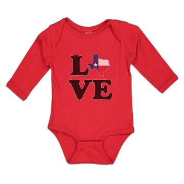 Long Sleeve Bodysuit Baby Love American Country Map Usa Boy & Girl Clothes
