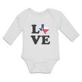 Long Sleeve Bodysuit Baby Love American Country Map Usa Boy & Girl Clothes