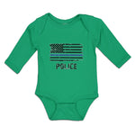 Long Sleeve Bodysuit Baby An American Flag Symbolic Support for Law Enforcement - Cute Rascals