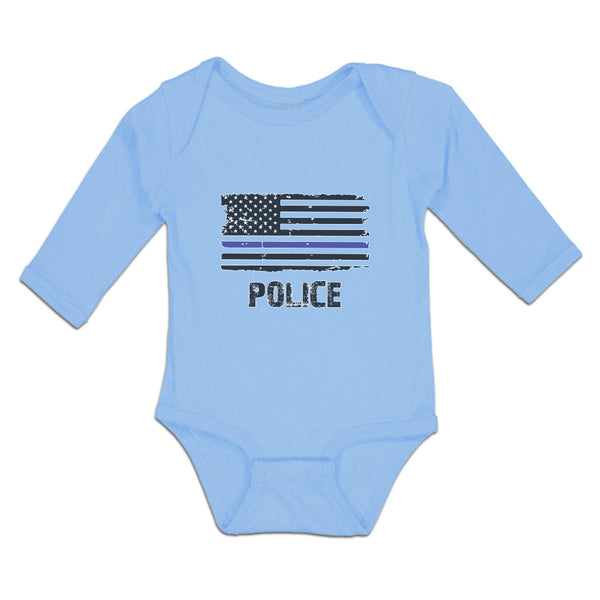 Long Sleeve Bodysuit Baby An American Flag Symbolic Support for Law Enforcement - Cute Rascals