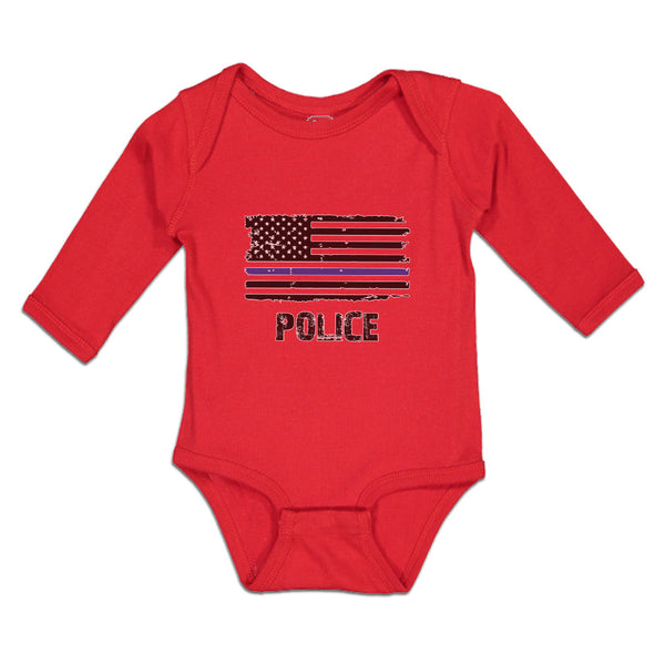 Long Sleeve Bodysuit Baby An American Flag Symbolic Support for Law Enforcement - Cute Rascals