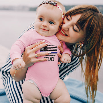 Long Sleeve Bodysuit Baby An American Flag Symbolic Support for Law Enforcement