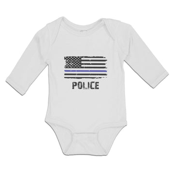 Long Sleeve Bodysuit Baby An American Flag Symbolic Support for Law Enforcement