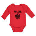 Long Sleeve Bodysuit Baby Polska An Silhouette Coat of Arms of Poland Cotton