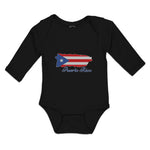 Long Sleeve Bodysuit Baby Flag of Puerto Rico Usa Boy & Girl Clothes Cotton - Cute Rascals