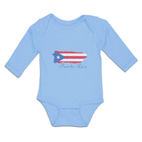 Long Sleeve Bodysuit Baby Flag of Puerto Rico Usa Boy & Girl Clothes Cotton - Cute Rascals