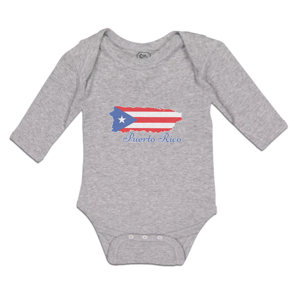 Long Sleeve Bodysuit Baby Flag of Puerto Rico Usa Boy & Girl Clothes Cotton - Cute Rascals