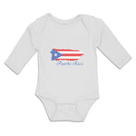 Long Sleeve Bodysuit Baby Flag of Puerto Rico Usa Boy & Girl Clothes Cotton - Cute Rascals