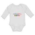 Long Sleeve Bodysuit Baby American National Flag of Swedish and United States