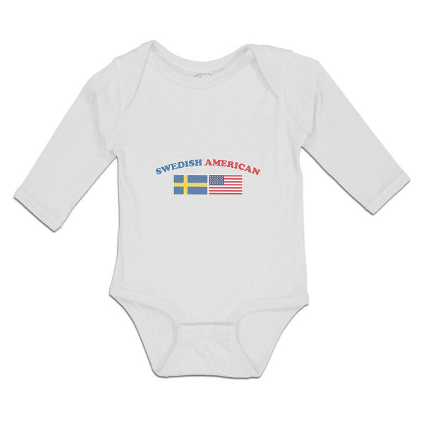 Long Sleeve Bodysuit Baby American National Flag of Swedish and United States - Cute Rascals