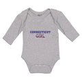 Long Sleeve Bodysuit Baby Connecticut Girl with Monogram and Little Hearts