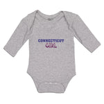 Long Sleeve Bodysuit Baby Connecticut Girl with Monogram and Little Hearts - Cute Rascals