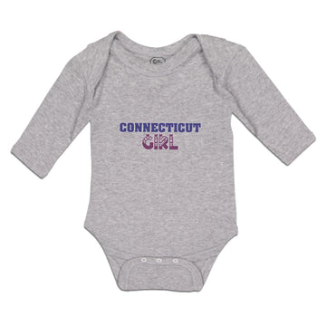Long Sleeve Bodysuit Baby Connecticut Girl with Monogram and Little Hearts