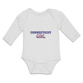 Long Sleeve Bodysuit Baby Connecticut Girl with Monogram and Little Hearts