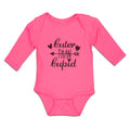 Long Sleeve Bodysuit Baby Cuter than Cupid with Black Hearts and Arrow Cotton