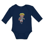 Long Sleeve Bodysuit Baby Boy with Rugby Ball Sport Running Boy & Girl Clothes - Cute Rascals